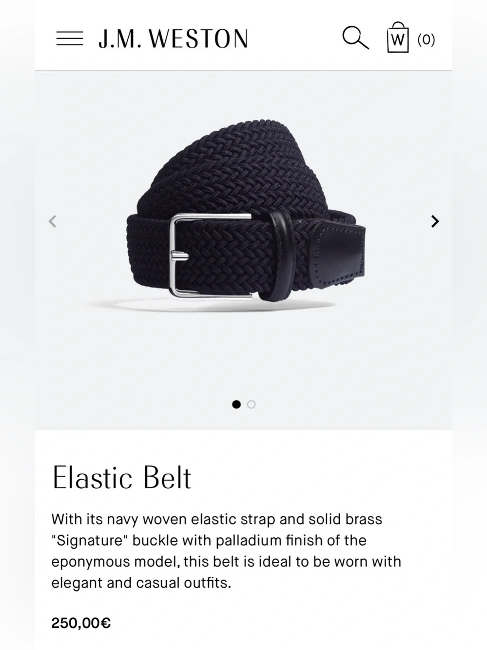 J.M. Weston Navy blue Woven Belt. Made in Italy. size 90. Fits like a medium.34i